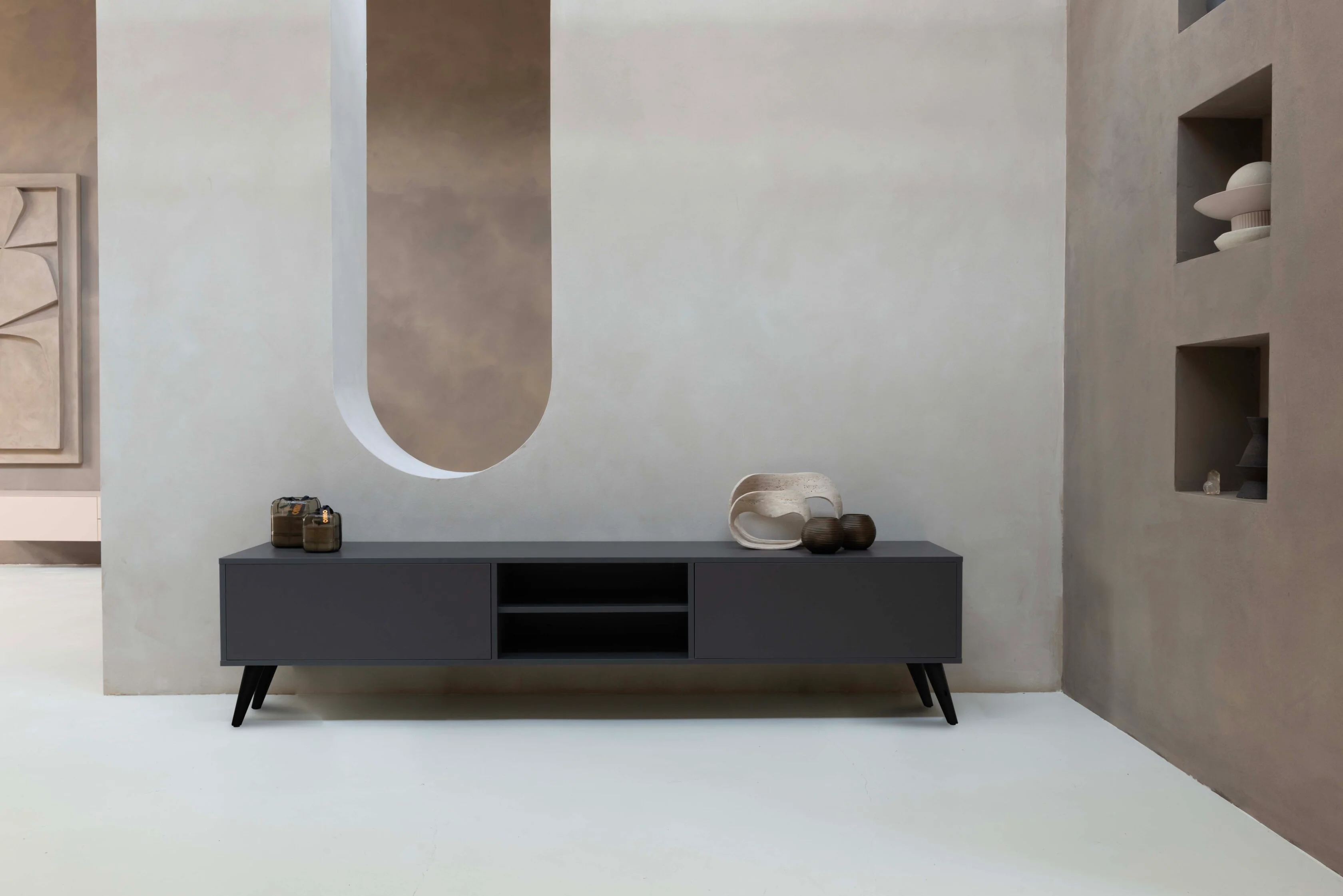 TV-meubel Henry - Staand - Melamine - 2 kleppen - Open vak - Image 6