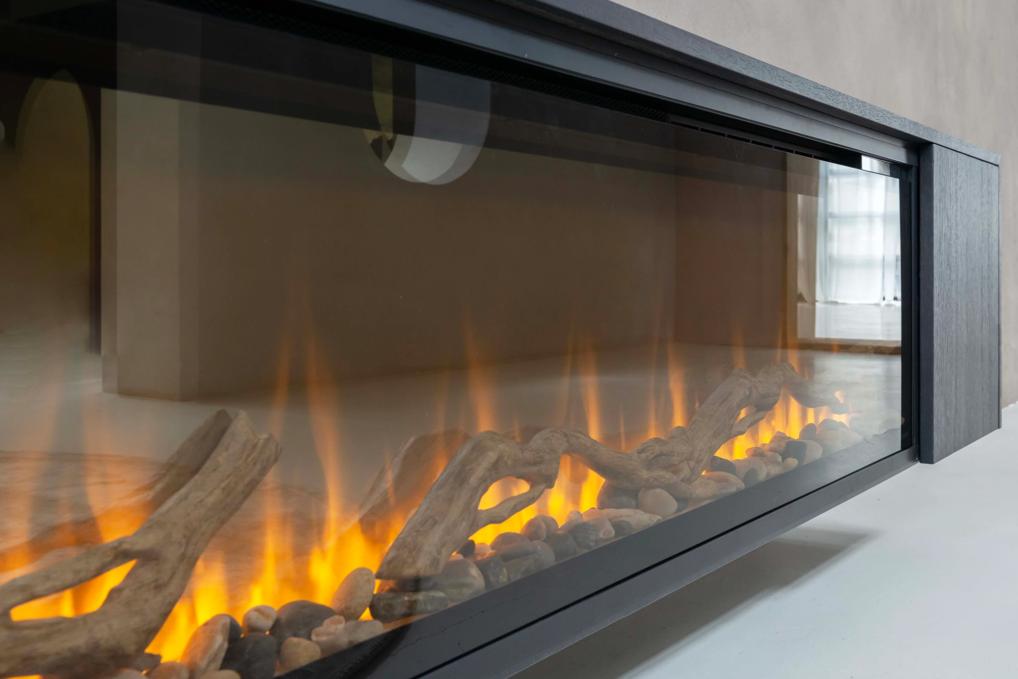 TV-meubel Johnson - Zwevend - Eiken- 2 deuren - Elektrische haard - 74 inch - Image 3