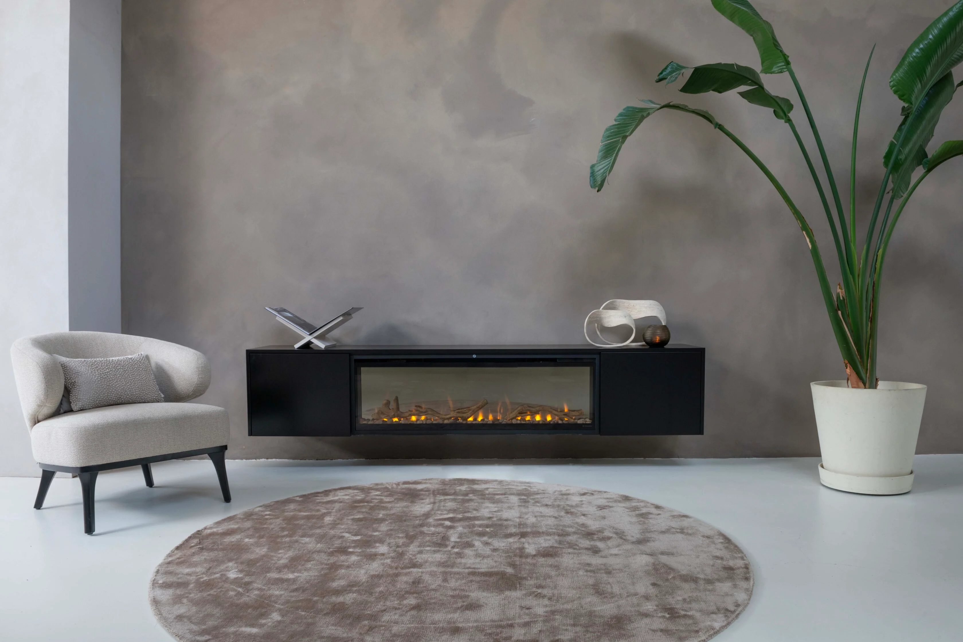 TV-meubel Johnson - Zwevend - MDF - 2 deuren - Elektrische haard - 50 inch - Image 3