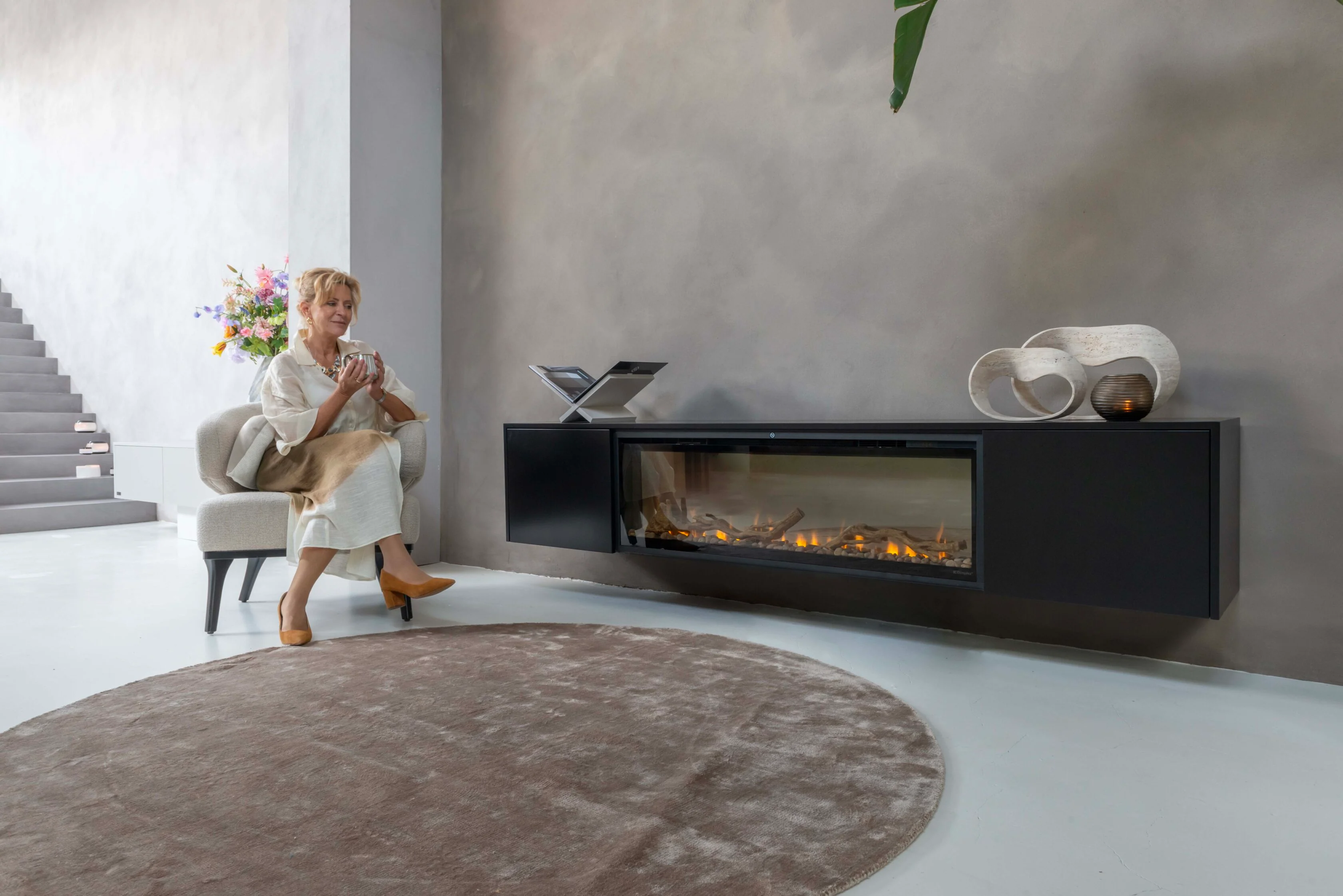 TV-meubel Johnson - Zwevend - MDF - 2 deuren - Elektrische haard - 50 inch - Image 6