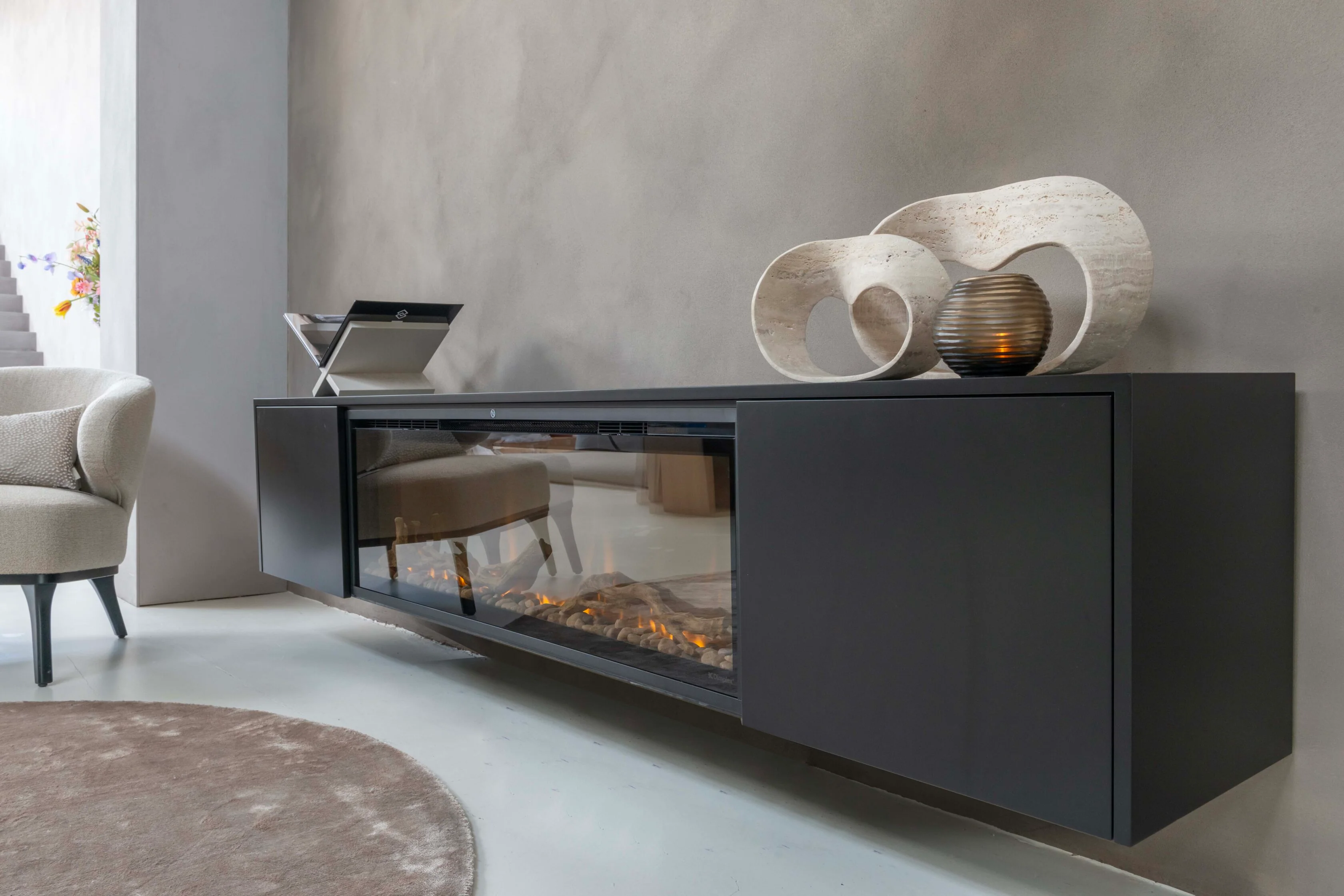 TV-meubel Johnson - Zwevend - MDF - 2 deuren - Elektrische haard - 50 inch - Image 7