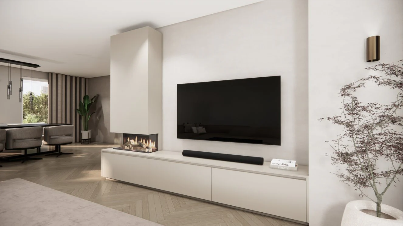 TV-meubel Mason Classic - Eiken - 3 kleppen - Elektrische haard - Met koof - Image 11