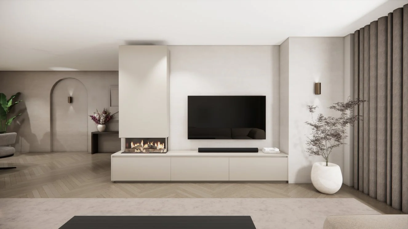 TV-meubel Mason Classic - Eiken - 3 kleppen - Elektrische haard - Met koof - Image 12