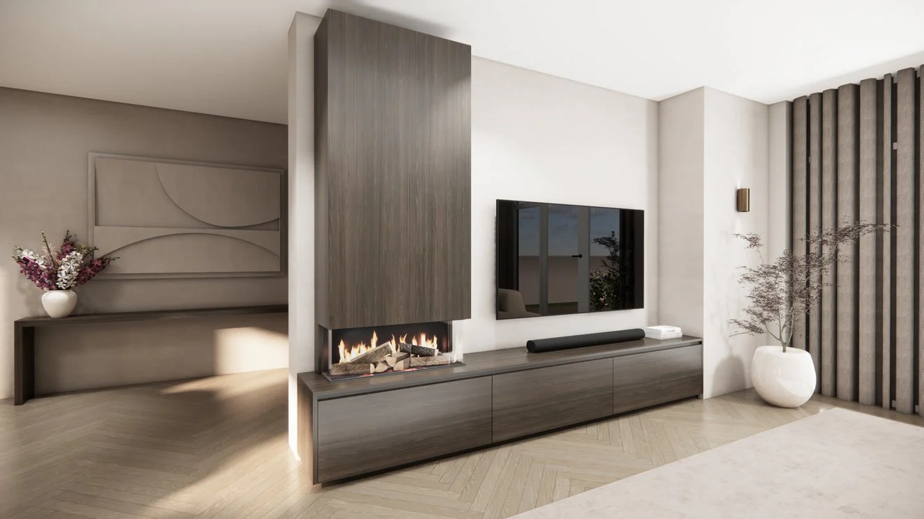 TV-meubel Mason Classic - Eiken - 3 kleppen - Elektrische haard - Met koof - Image 14