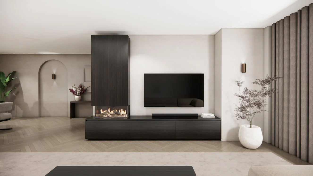 TV-meubel Mason Classic - Eiken - 3 kleppen - Elektrische haard - Met koof - Image 15