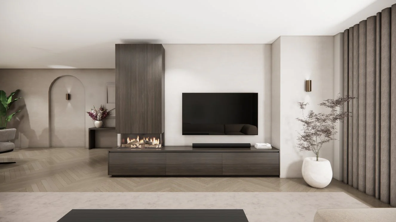 TV-meubel Mason Classic - Eiken - 3 kleppen - Elektrische haard - Met koof - Image 16