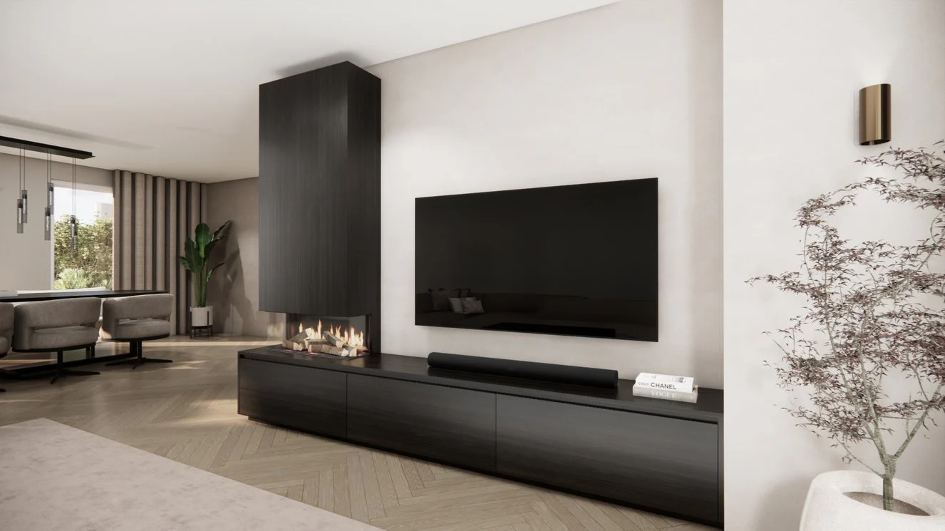 TV-meubel Mason Classic - Eiken - 3 kleppen - Elektrische haard - Met koof - Image 18