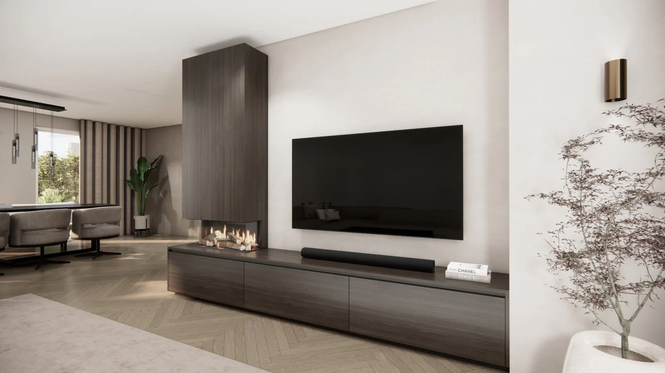 TV-meubel Mason Classic - Eiken - 3 kleppen - Elektrische haard - Met koof - Image 20