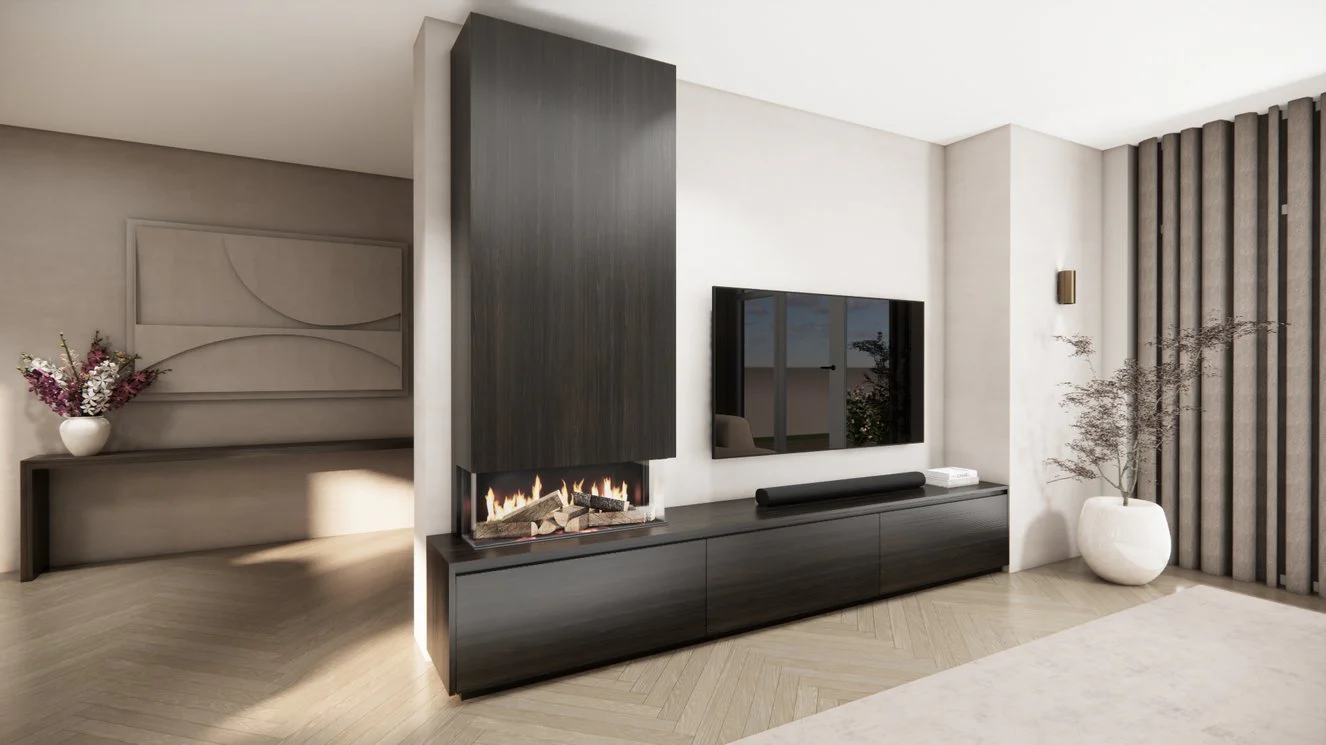 TV-meubel Mason Classic - Eiken - 3 kleppen - Elektrische haard - Met koof - Image 6