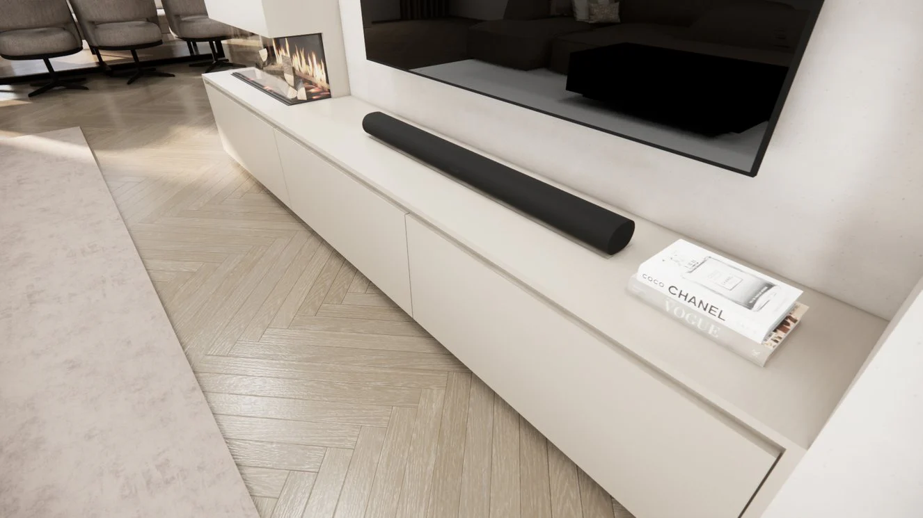 TV-meubel Mason Classic - Eiken - 3 kleppen - Elektrische haard - Met koof - Image 7