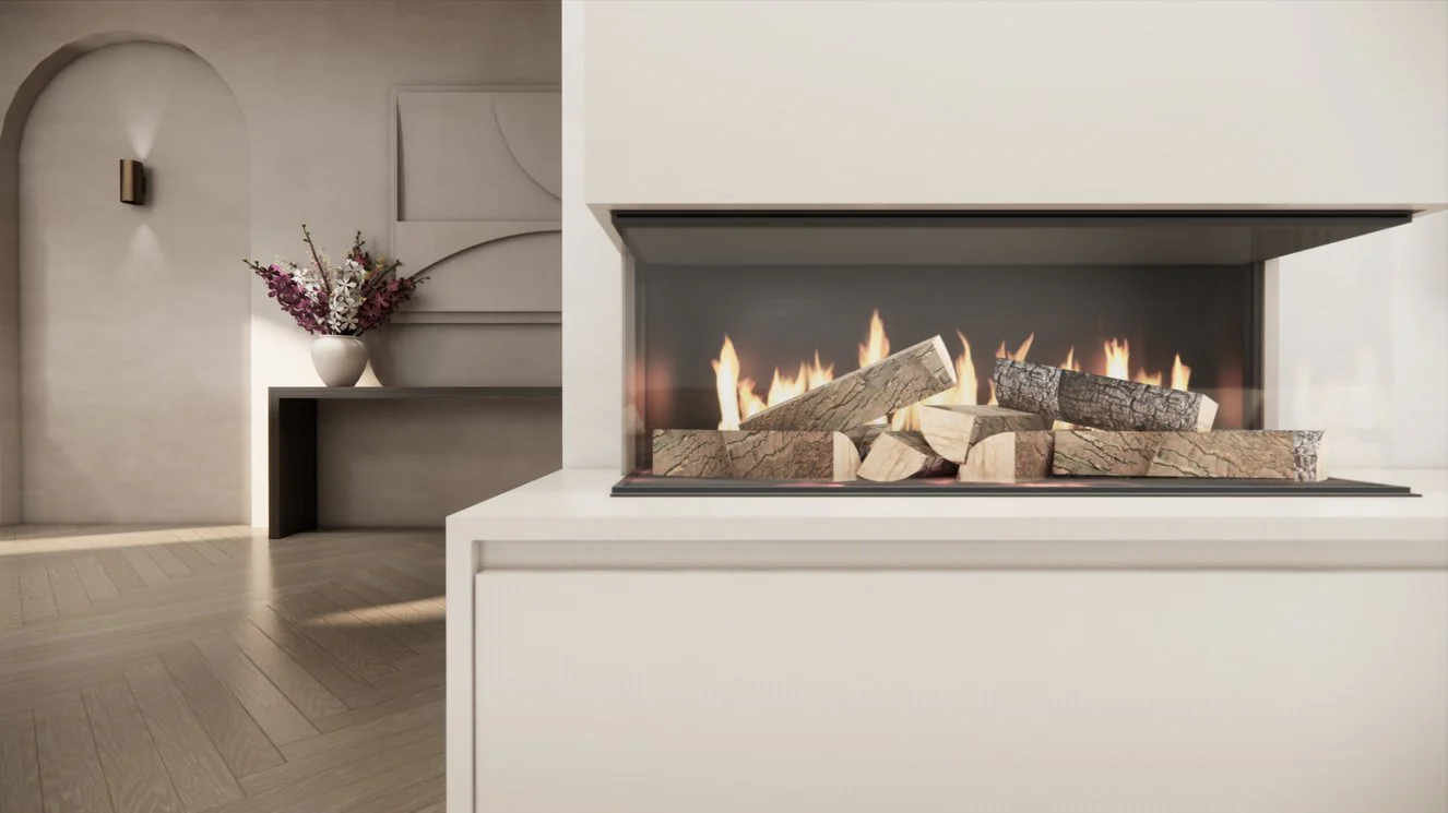 TV-meubel Mason Classic - Eiken - 3 kleppen - Elektrische haard - Met koof - Image 8