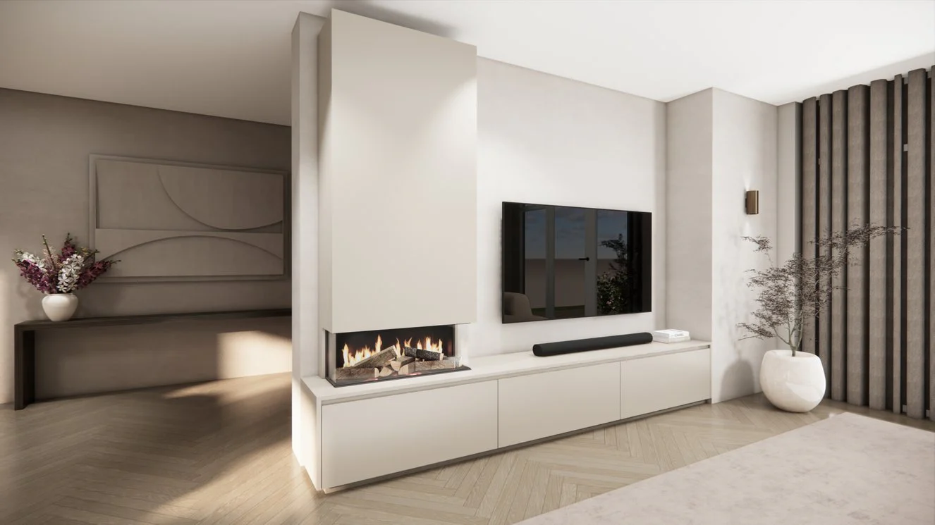 TV-meubel Mason Classic - Eiken - 3 kleppen - Elektrische haard - Met koof - Image 9