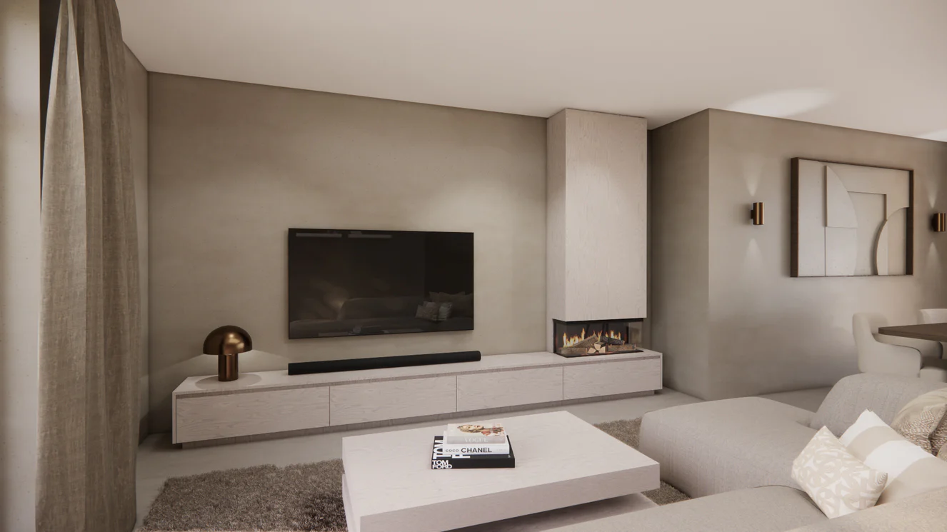 TV-meubel Mason Classic - Eiken - 3 kleppen - Elektrische haard - Met koof - Image 5