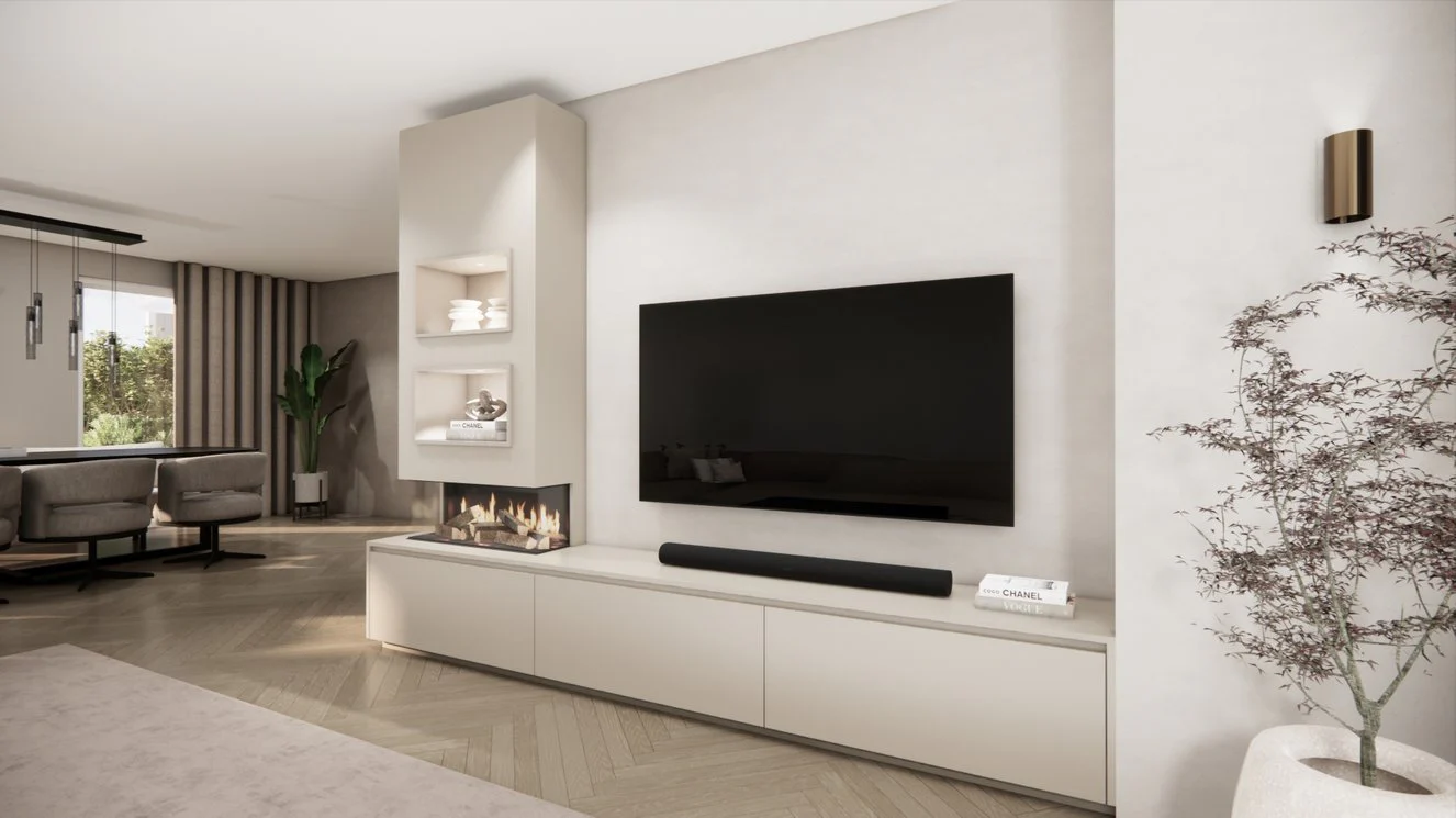 TV-meubel Mason Excellent - Eiken - 3 kleppen - Elektrische haard - Met koof - Image 13