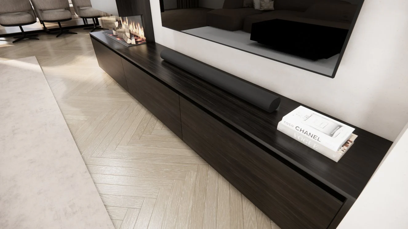 TV-meubel Mason Excellent - Eiken - 3 kleppen - Elektrische haard - Met koof - Image 3