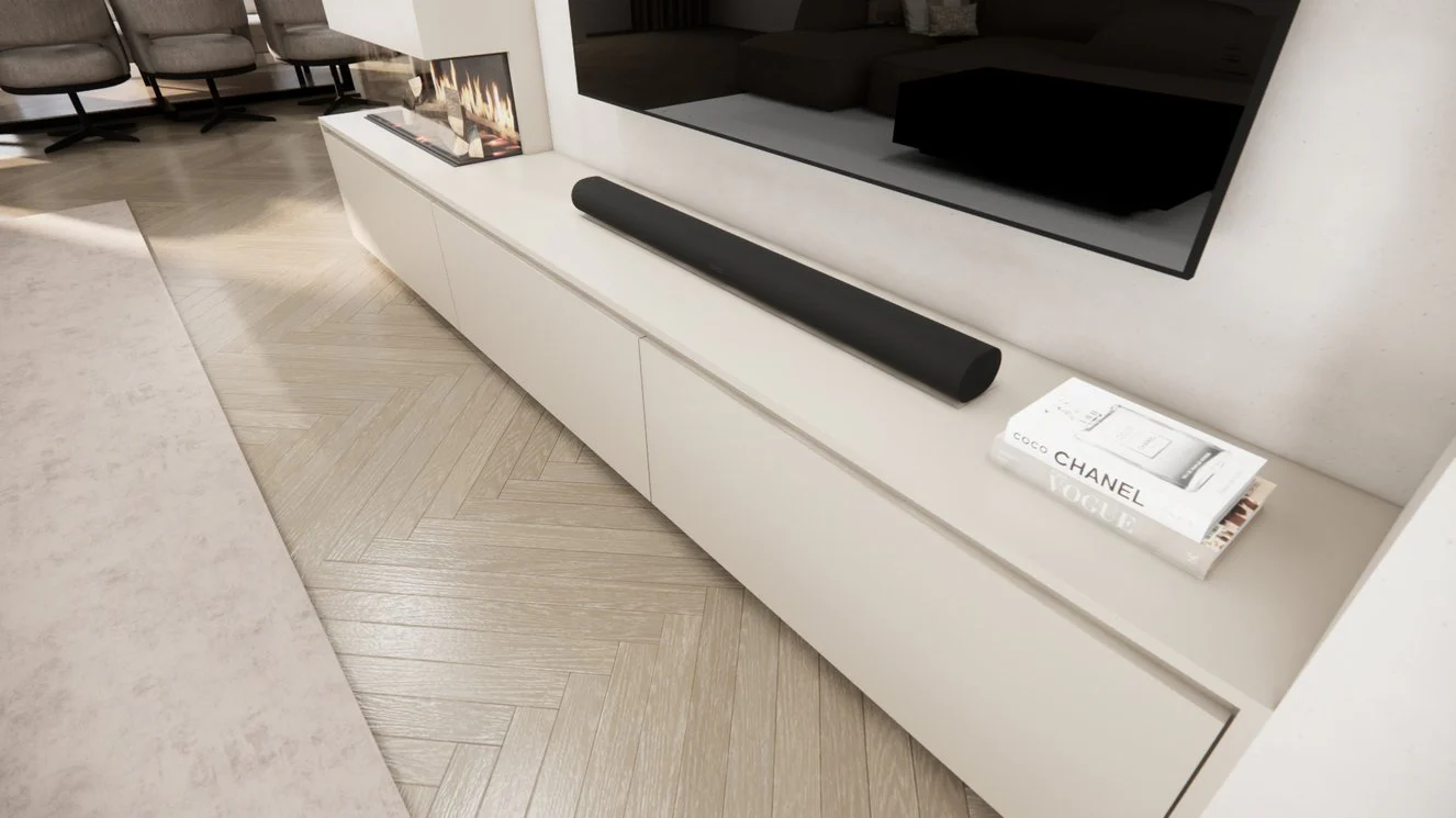 TV-meubel Mason Excellent - Eiken - 3 kleppen - Elektrische haard - Met koof - Image 8