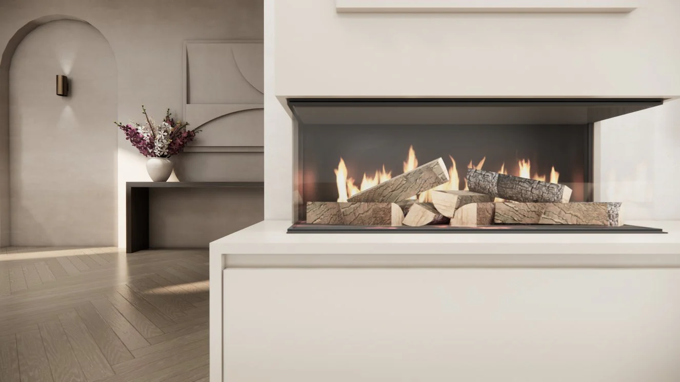 TV-meubel Mason Excellent - Eiken - 3 kleppen - Elektrische haard - Met koof - Image 9