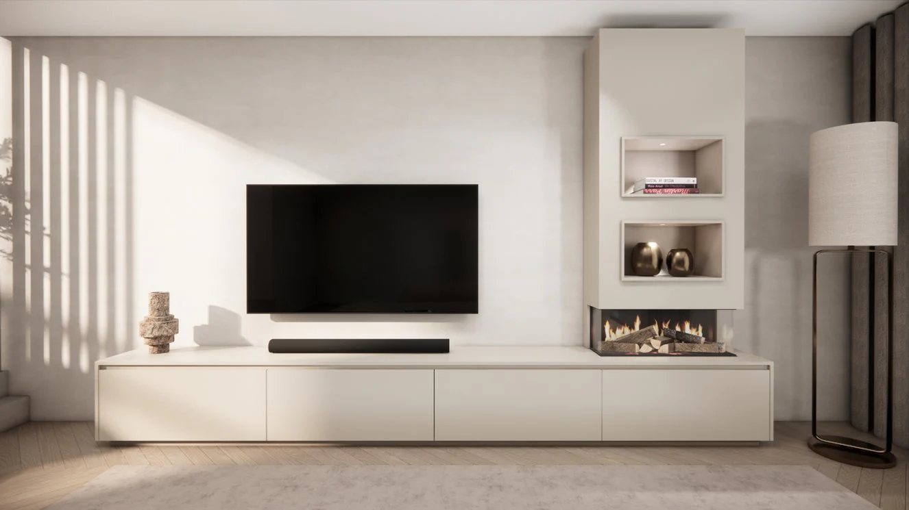 TV-meubel Mason Excellent - Eiken - 4 kleppen - Elektrische haard - Met koof - Image 10