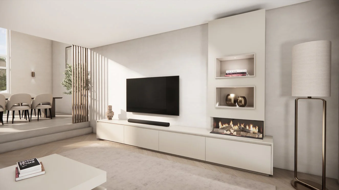 TV-meubel Mason Excellent - Eiken - 4 kleppen - Elektrische haard - Met koof - Image 11