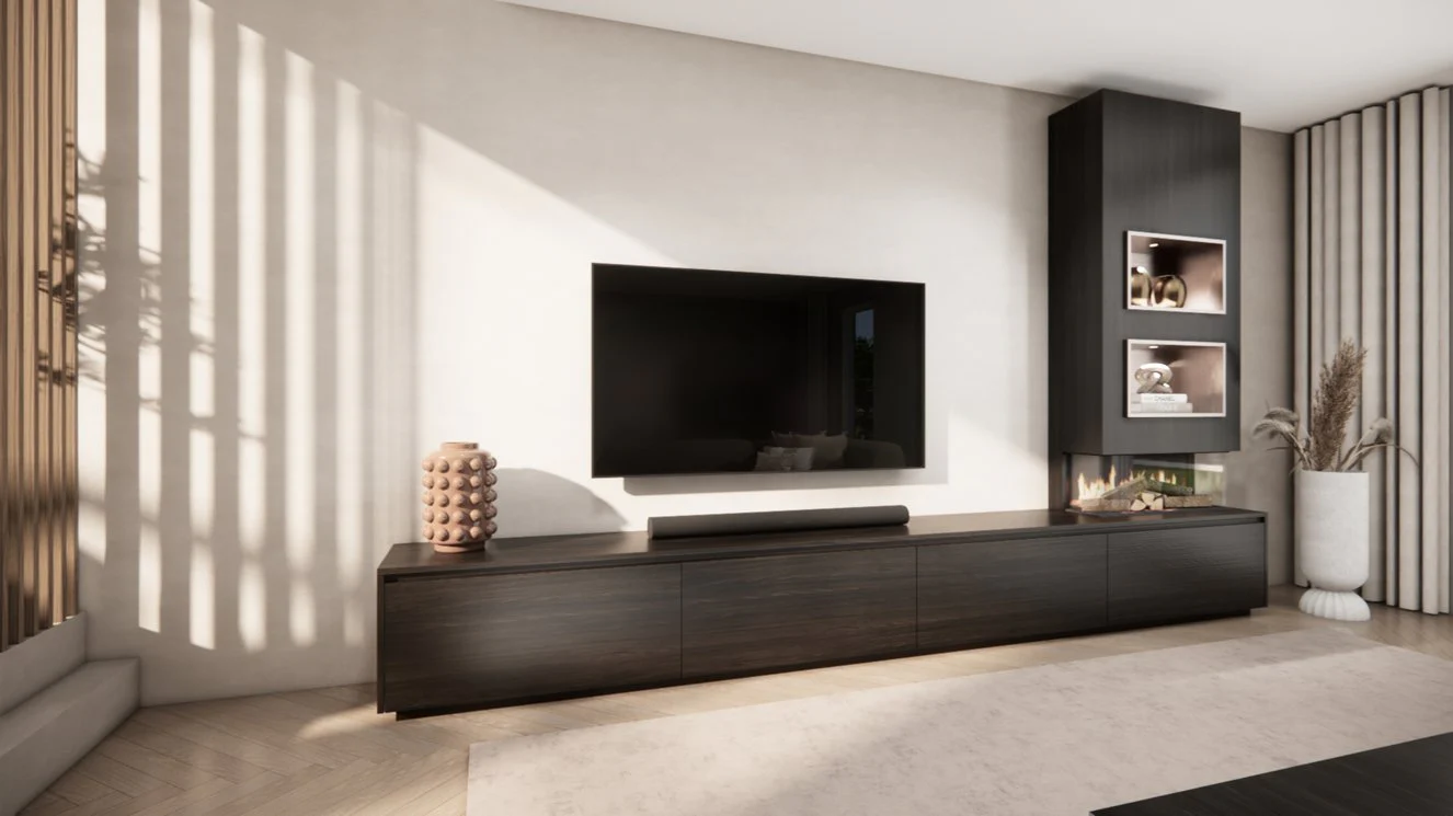 TV-meubel Mason Excellent - Eiken - 4 kleppen - Elektrische haard - Met koof - Image 13