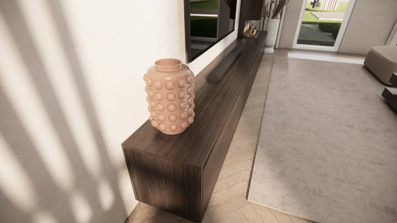 TV-meubel Mason Excellent - Eiken - 4 kleppen - Elektrische haard - Met koof - Image 15