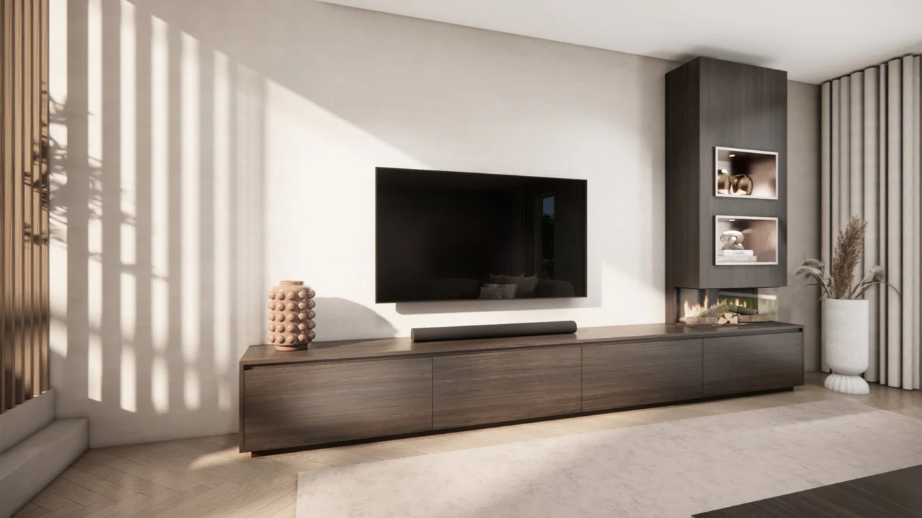 TV-meubel Mason Excellent - Eiken - 4 kleppen - Elektrische haard - Met koof - Image 16