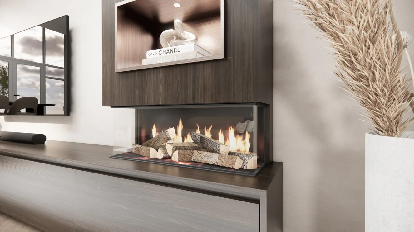 TV-meubel Mason Excellent - Eiken - 4 kleppen - Elektrische haard - Met koof - Image 18