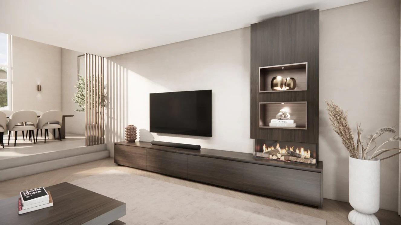 TV-meubel Mason Excellent - Eiken - 4 kleppen - Elektrische haard - Met koof - Image 19