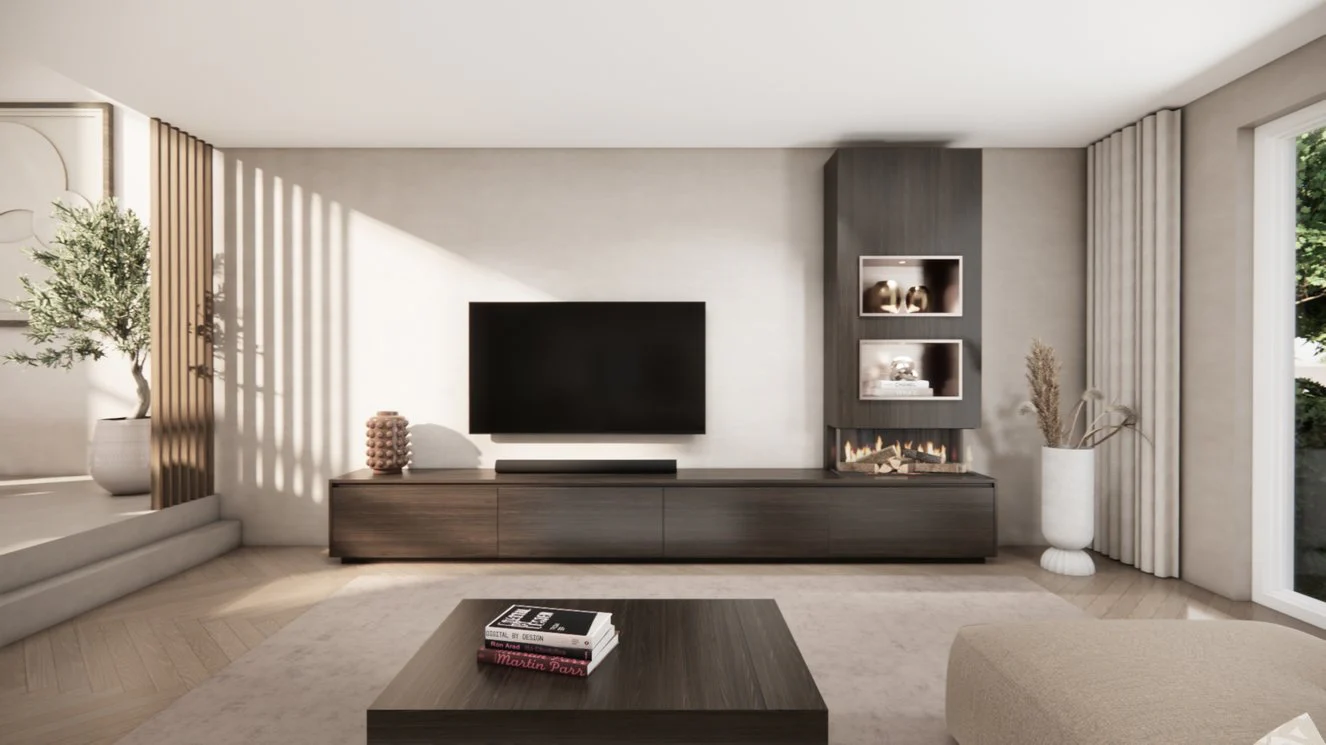 TV-meubel Mason Excellent - Eiken - 4 kleppen - Elektrische haard - Met koof - Image 20