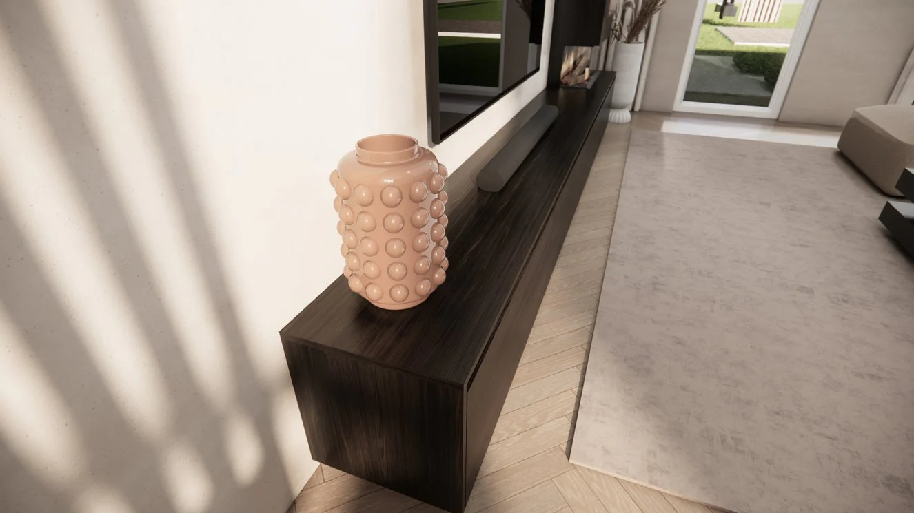 TV-meubel Mason Excellent - Eiken - 4 kleppen - Elektrische haard - Met koof - Image 6