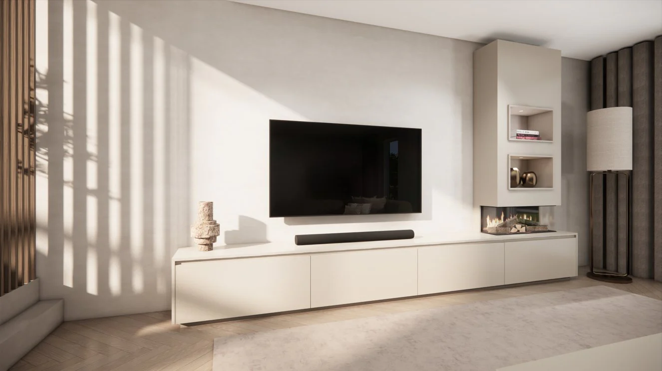 TV-meubel Mason Excellent - Eiken - 4 kleppen - Elektrische haard - Met koof - Image 9