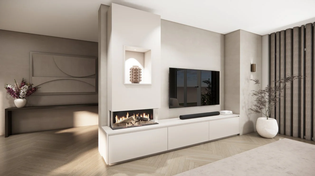 TV-meubel Mason Grand - Eiken - 3 kleppen - Elektrische haard - Met koof - Image 10