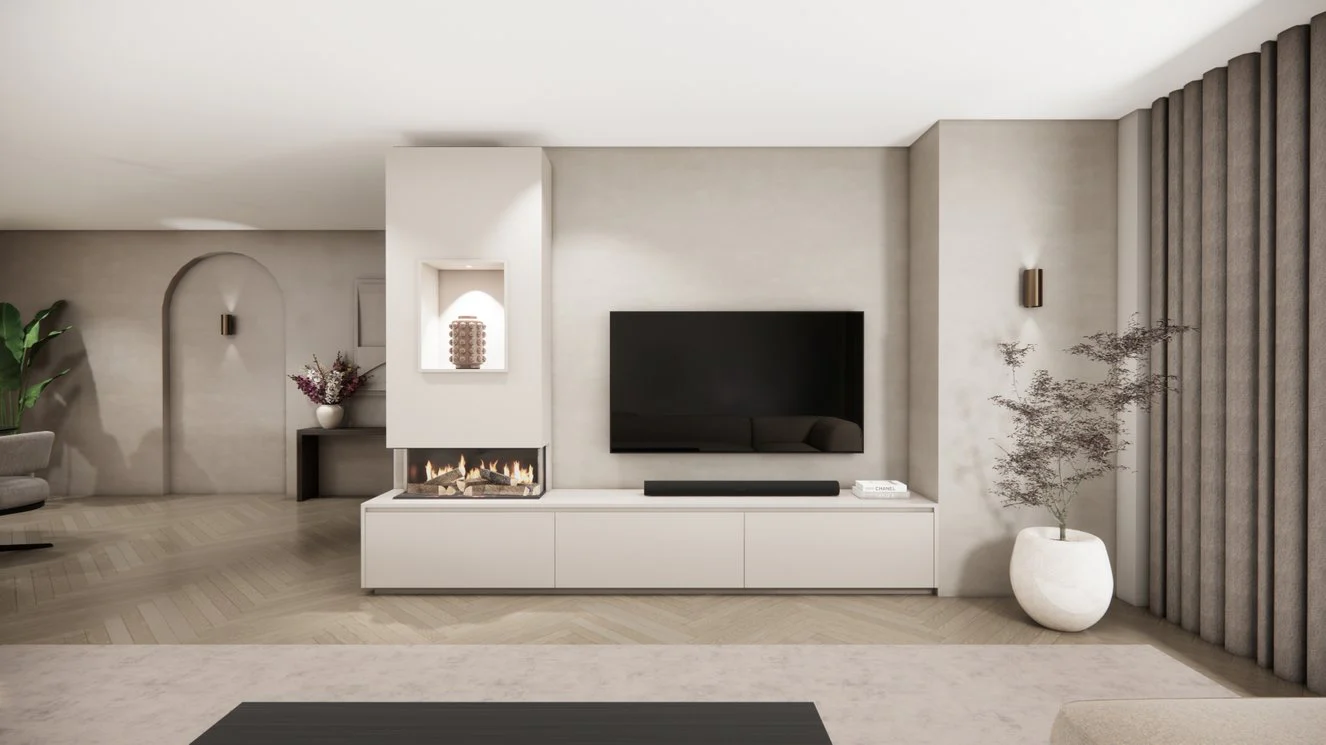 TV-meubel Mason Grand - Eiken - 3 kleppen - Elektrische haard - Met koof - Image 11