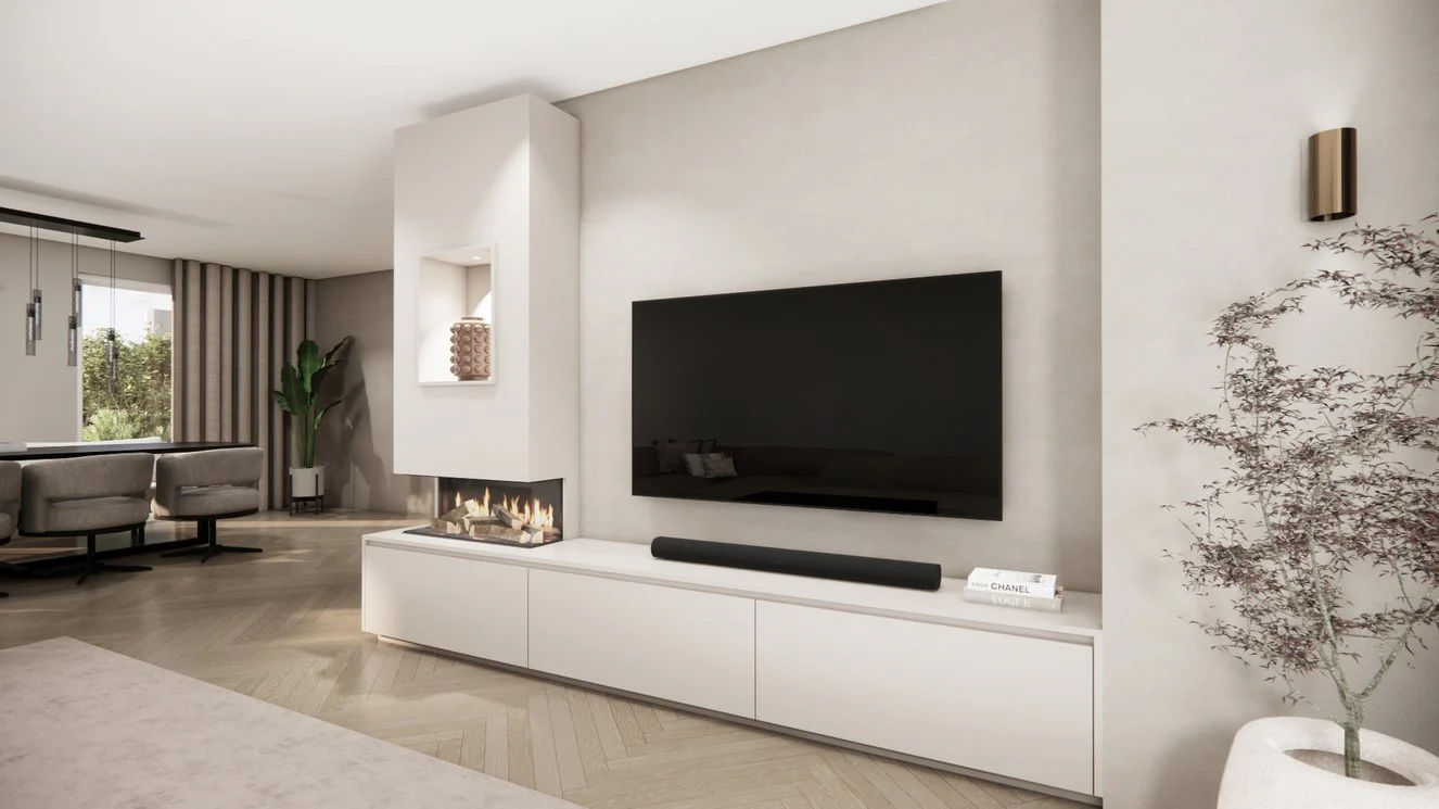 TV-meubel Mason Grand - Eiken - 3 kleppen - Elektrische haard - Met koof - Image 12