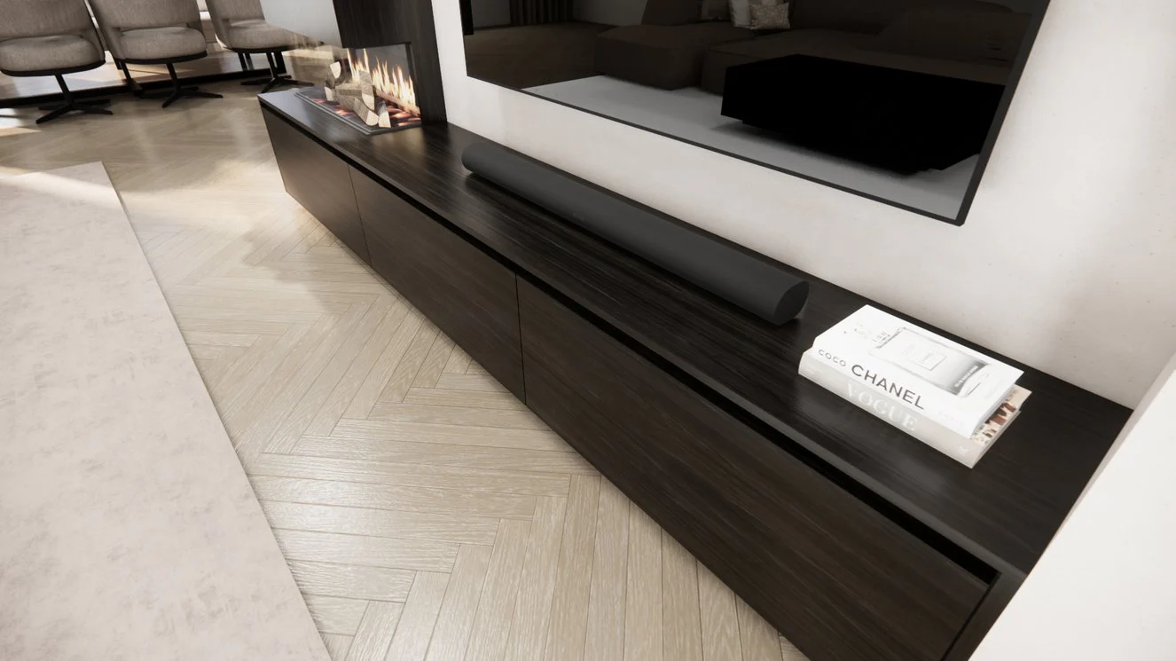 TV-meubel Mason Grand - Eiken - 3 kleppen - Elektrische haard - Met koof - Image 3