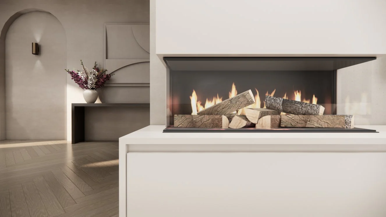 TV-meubel Mason Grand - Eiken - 3 kleppen - Elektrische haard - Met koof - Image 9