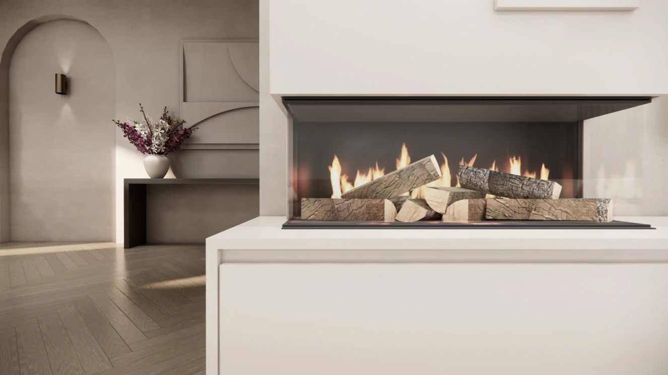 TV-meubel Mason Majestic - Eiken - 3 kleppen - Elektrische haard - Met koof - Image 10