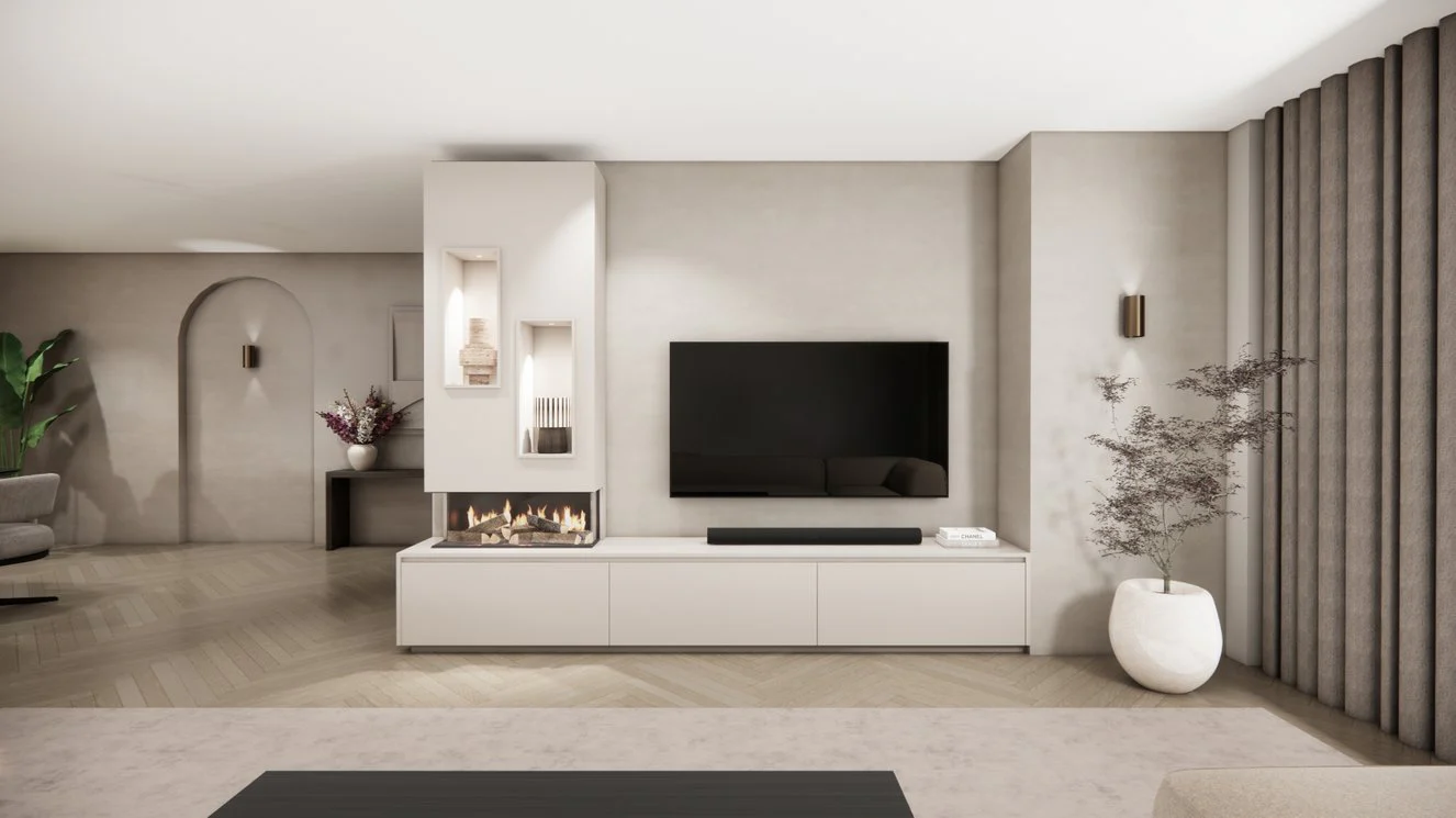 TV-meubel Mason Majestic - Eiken - 3 kleppen - Elektrische haard - Met koof - Image 11