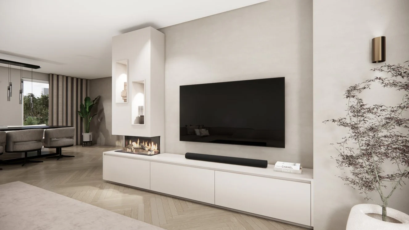 TV-meubel Mason Majestic - Eiken - 3 kleppen - Elektrische haard - Met koof - Image 12