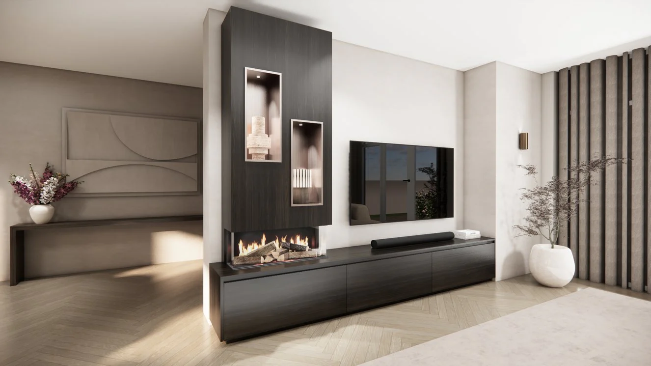 TV-meubel Mason Majestic - Eiken - 3 kleppen - Elektrische haard - Met koof - Image 5