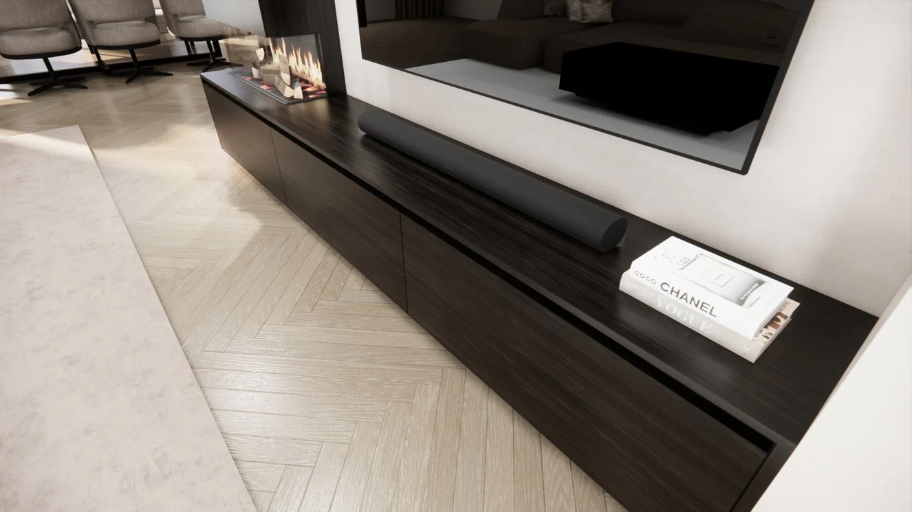 TV-meubel Mason Majestic - Eiken - 3 kleppen - Elektrische haard - Met koof - Image 7