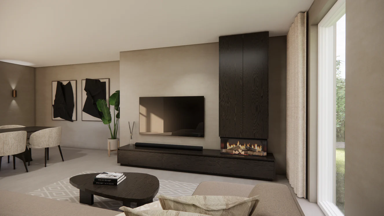 TV-meubel Mason Royal - Eiken - 3 kleppen - Elektrische haard - Met koof - Image 3