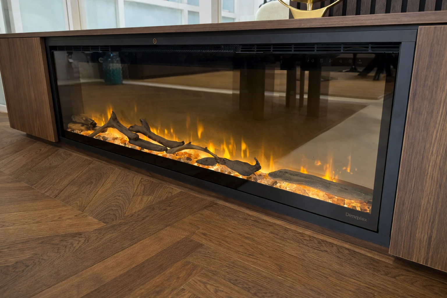 TV-meubel Murphy - Zwevend - Melamine Eiken - 2 deuren - Elektrische haard - 50 inch - Image 6