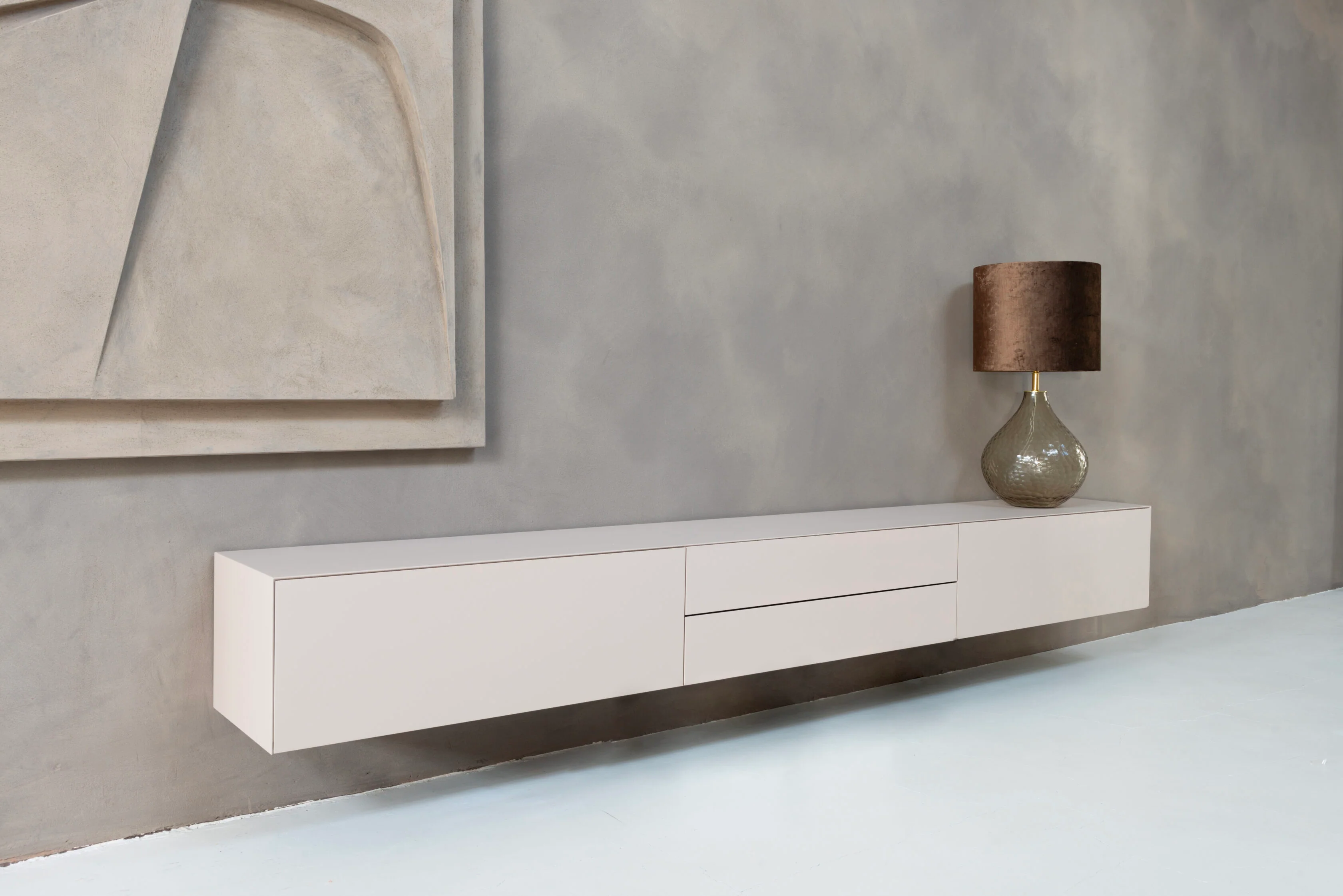 TV-meubel Zyan - Zwevend - MDF - 2 kleppen - 2 lades - Image 3