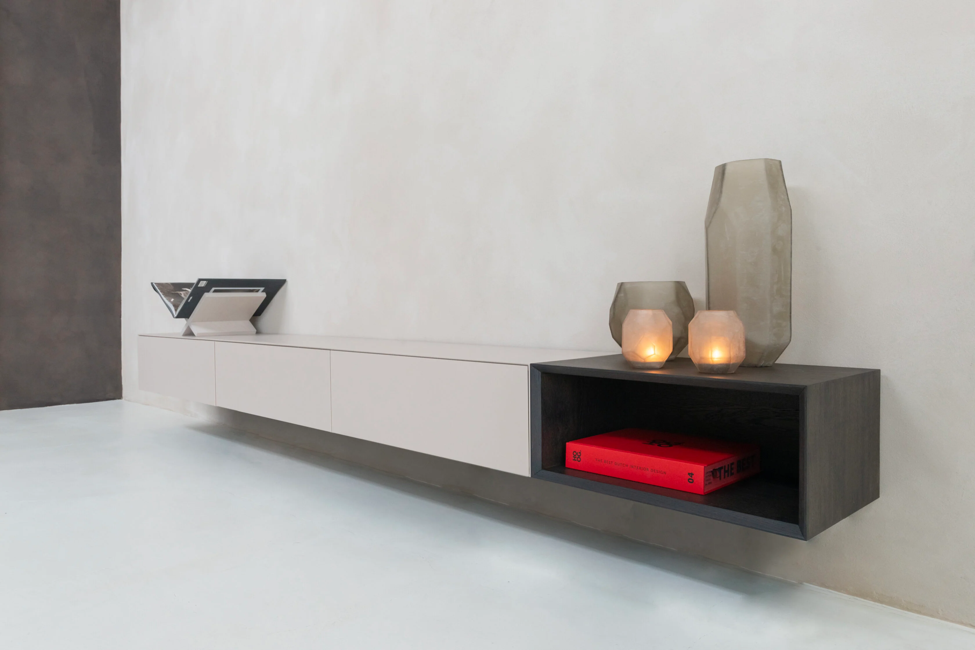 TV-meubel Zyan - Zwevend - MDF - 3 kleppen - Open vak - Image 3